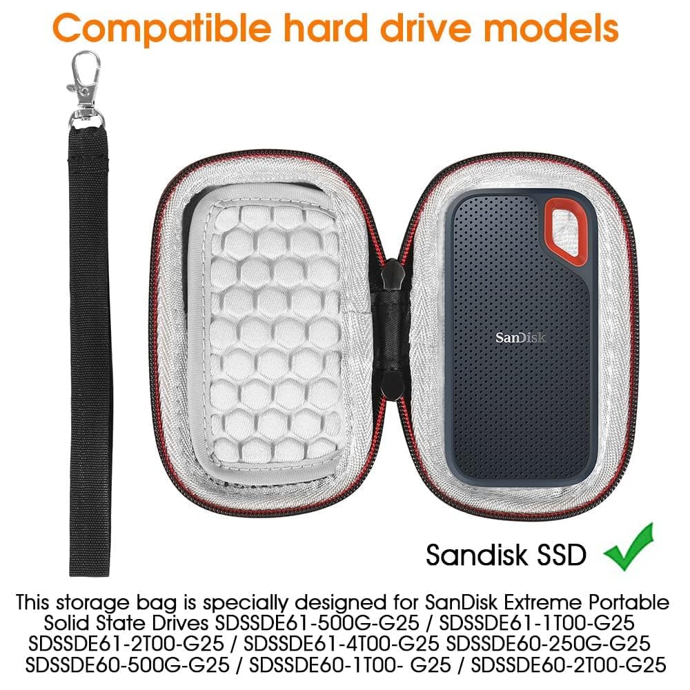ZORBES Hard Drive Storage Bag for SanDisk 500GB/ 250GB/ 1TB/ 2TB/ 4TB Portable SSD- SDSSDE61/ SDSSDE60-Black ZORBES Hard Drive Storage Bag for SanDisk 500GB/ 250GB/ 1TB/ 2TB/ 4TB Portable SSD- SDSSDE61/ SDSSDE60-Black